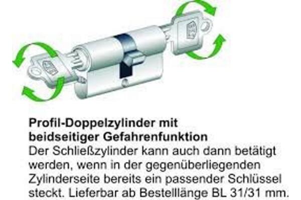 BKS Profilzylinder PZ 88 mit einseitiger GF, Baulänge: 27/45