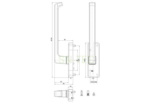 GU Schiebetür Drehgriff K-12920-00-R-5, braun, DIN Rechts