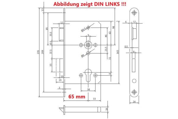 Paniktür Stahltür / FH Tür Set Beschlag ( einseitig Knauf ) + FH Panikschloss Funktion E , DIN Rechts