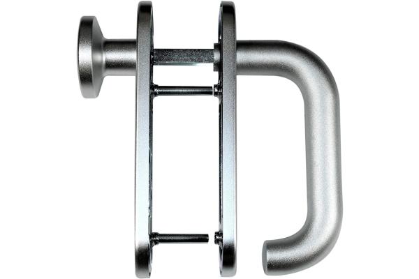 Paniktür Stahltür / FH Tür Set Aluminium Beschlag ( einseitig Knauf ) + FH Panikschloss Funktion E ( DIN Links/Rechts Falle und Riegel Mittig )