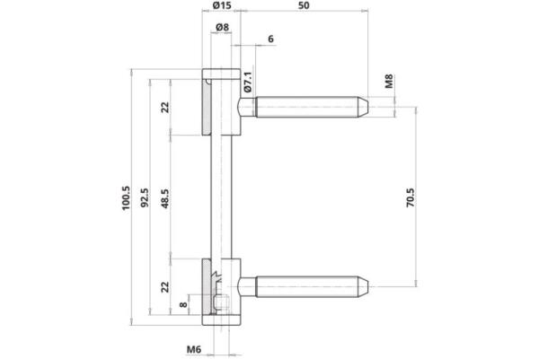 SN-TEC Türband Flügelteil für 3-teilige Bänder V 0026 für Holzzargen, Rolle 15mm, Stift 8mm, vernickelt 2 Stück