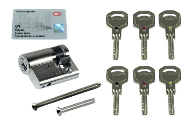 BKS janus Profilhalbzylinder PZ 4601, incl. 6 Schlüssel und Sicherungskarte