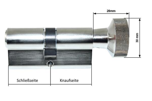 BKS Profil Knaufzylinder PZ 88, Baulänge: (Schließseite) 50/40 (Knaufseite), Gleichschliessend