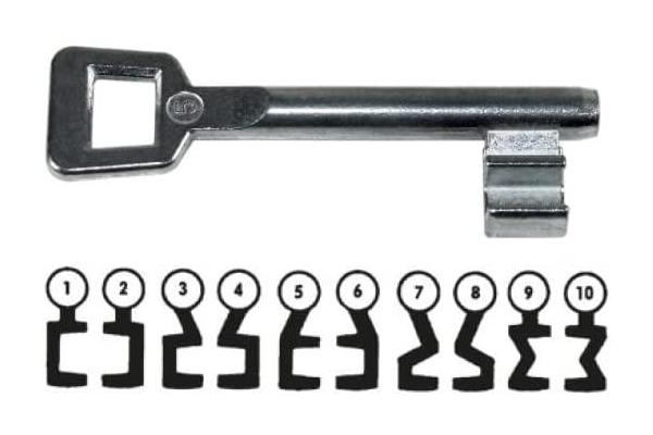 Buntbartschlüssel, Ersatzschlüssel, für BB-Schlösser, z.B für BKS Schlösser 0215