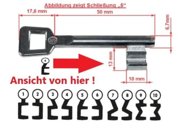 Buntbart Schlüssel für BKS Schlösser der Serie 0215, Schweifung Nr. 2 ...
