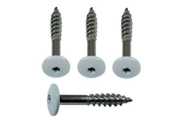 Fassadenschrauben Rostfrei Edelstahl V4A 5,5x45 mm, Lichtgrau Pulverbeschichtet RAL 7035 mit Torx T20 Aufnahme (Mengenauswahl möglich) (50)