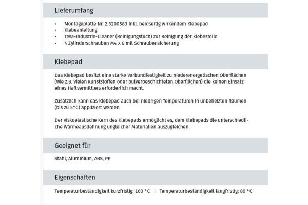 DENI Montageplatte Klebeversion 2.3200683 für...
