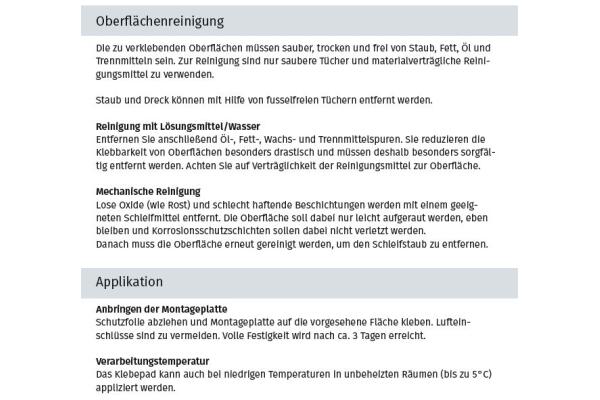 DENI Montageplatte Klebeversion 2.3200683 für bohrlochfreie Montage mit Klebepad