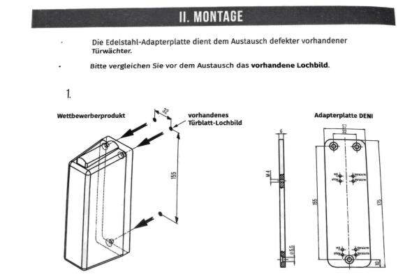 DENI Adapterplatte Reparatur 2.3200783 für die Montage von DENI Einhand-Türwächtern