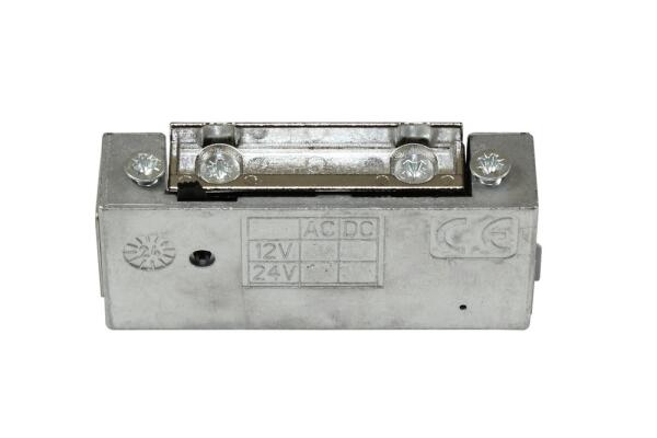 DENI Türöffner 20181 schmale Ausführung mit Radiusfalle , DIN L/R , Arbeitsstrom 12V AC/DC ,100% ED bei 12V DC , Mit Tagesentriegelung , 20181 2280 33