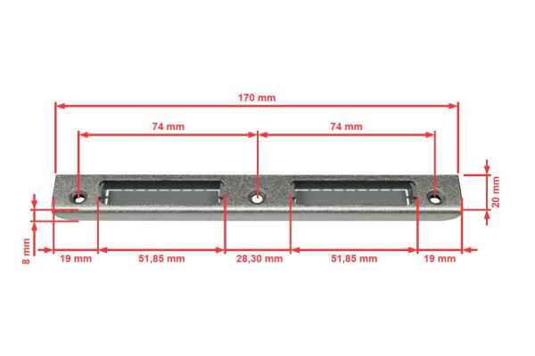 Winkelschließblech für Zimmertüren 170 mm...
