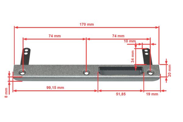 Sicherheits-Zimmertür Schließblech 170 mm DIN Links | Für Fallenschlösser | Stahl verzinkt F1 Silber