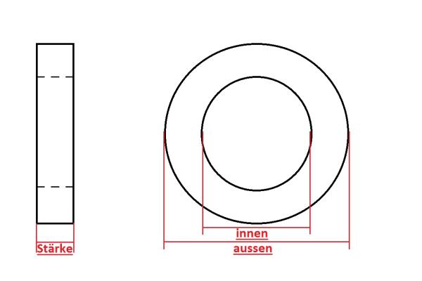 Fitschenringe aus Kunststoff Ø 10,20mm x 15mm für Standard Zimmertüren 1mm 100 Stück