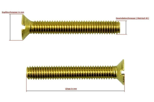 Messing Gewindeschraube DIN 963, M5x50 (20 Stück)