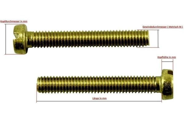 Messing Gewindeschraube DIN 84, M3x20 (20 Stück)