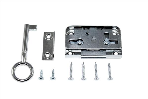 Möbelschloss hinterschraub, 15 mm Dornmaß , vern. Nutbart