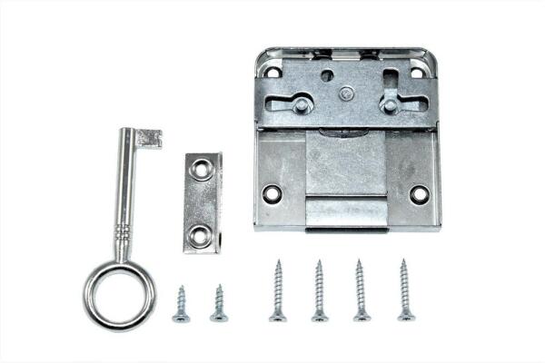 Möbelschloss hinterschraub, 40 mm Dornmaß , vern. Nutbart