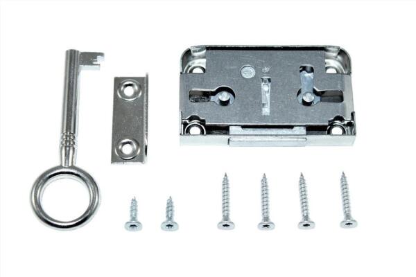 Möbelschloss hinterschraub, 15 mm Dornmaß , vern. Zuhaltung