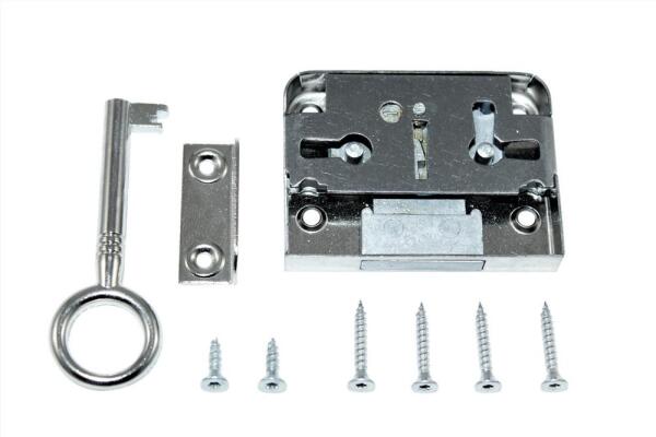 Möbelschloss hinterschraub, 25 mm Dornmaß , vern. Zuhaltung