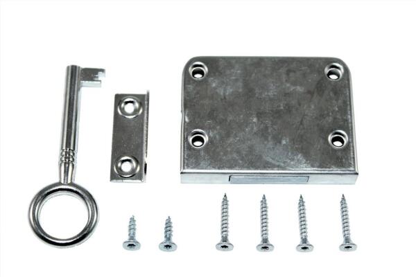 Möbelschloss hinterschraub, 25 mm Dornmaß , vern. Zuhaltung