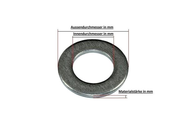 Unterlegscheibe DIN 125 A2 Form A, Innendurchmesser 10,5mm, Aussen:20mm (50 Stück)