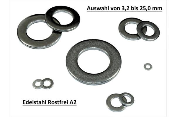Unterlegscheibe DIN 125 A2 Form A, Innendurchmesser 6,4mm, Aussen:12mm (100 Stück)
