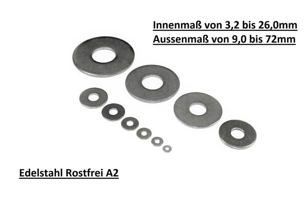 Unterlegscheibe DIN 9021 A2, Innendurchmesser 4,3mm,...