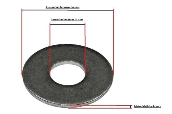 Unterlegscheibe DIN 9021 A2, Innendurchmesser 5,3mm, Aussen:15mm (100 Stück)
