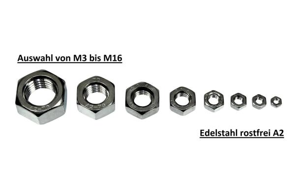 Sechskanntmutter DIN 934 A2, Größe: M4 (50 Stück)